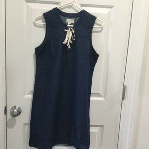 Mud Pie Dark Blue Denim Sleeveless Shift Dress Small - NEW!